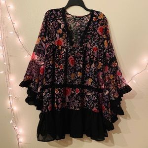 Boohoo Floral Smock Dress w/Boho Details